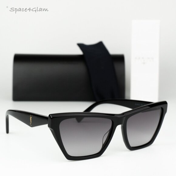 Saint Laurent Women Sunglasses Black Grey Gradient Cat Eye SLM103 001 BRAND NEW - Picture 1 of 9